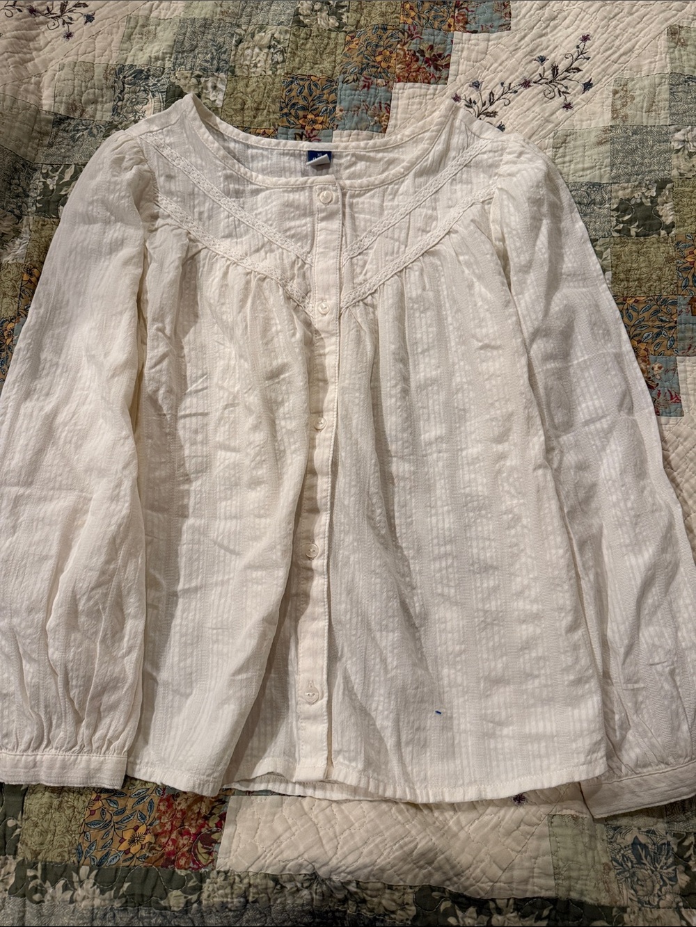 Old Navy Kids Cream Button-Front Peasant Top